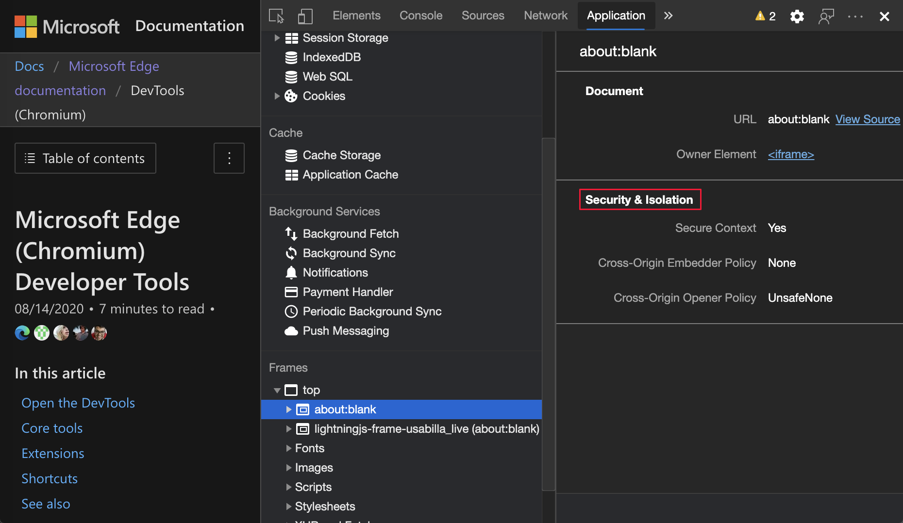 Security and isolation information