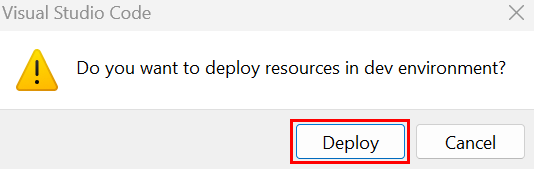 Screenshot shows the confirmation to deploy.