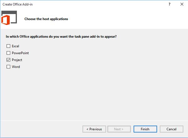 Choose Project as the only host application.