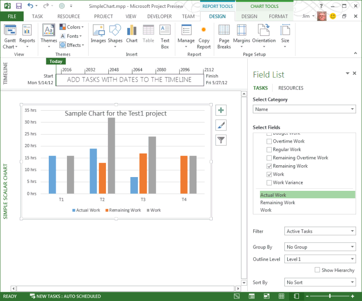 Simple scalar chart in a report