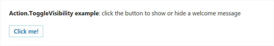 A screenshot of the Action.ToggleVisibility example card in a collapsed state.