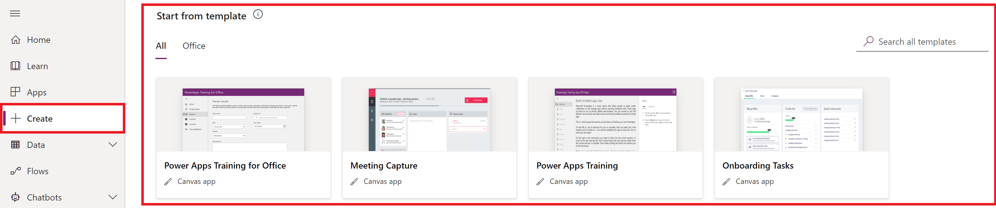 Τοποθεσία Power Apps.