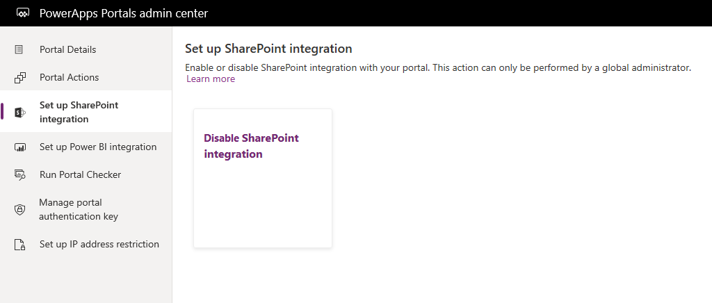 Απενεργοποίηση ενοποίησης SharePoint.