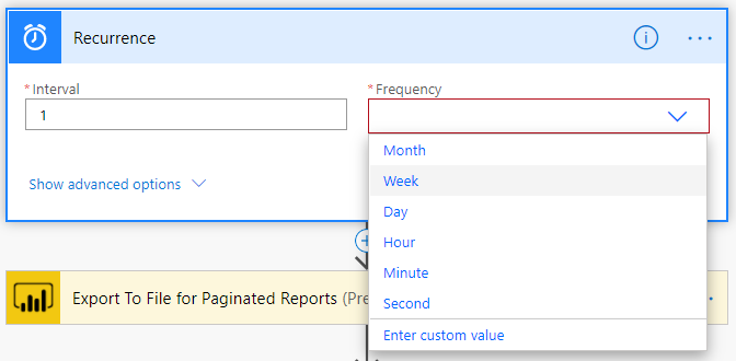 Screenshot that shows the Interval and Frequency fields.