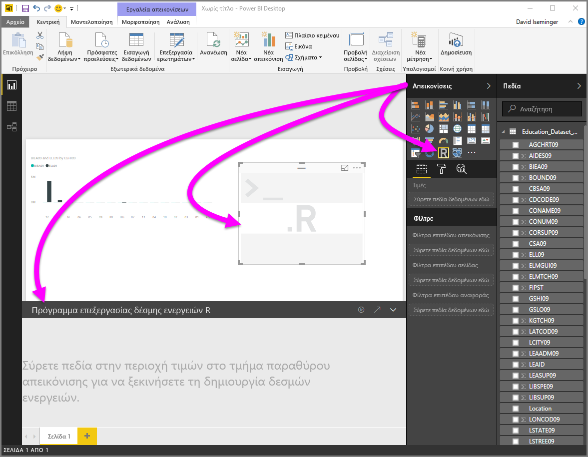 Screenshot of the Visualization pane, showing a blank R visual.