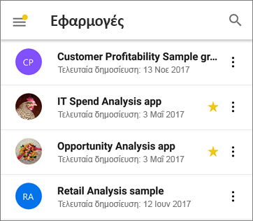 Εφαρμογές στην εφαρμογή Power BI για κινητές συσκευές