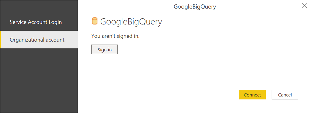 Πραγματοποιήστε είσοδο στο Google BigQuery.