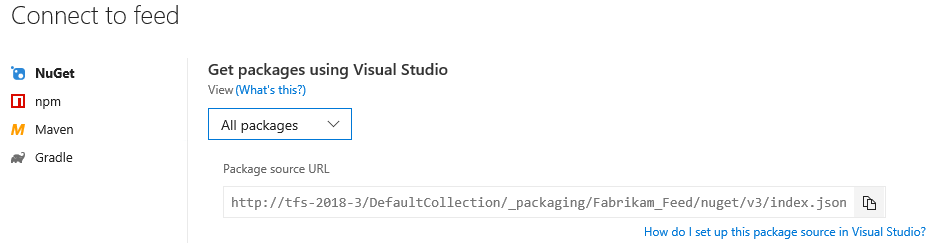 Connect to NuGet feed - TFS