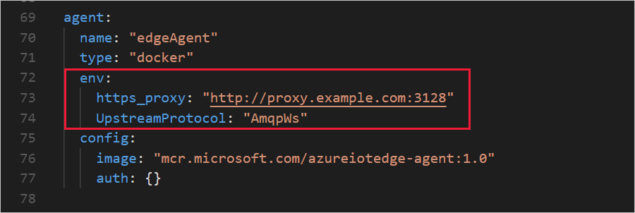 edgeAgent definition with environment variables