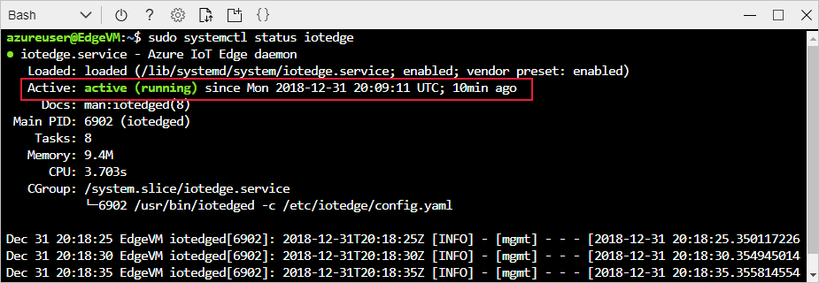 See the IoT Edge daemon running as a system service