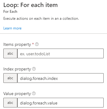 For each page properties