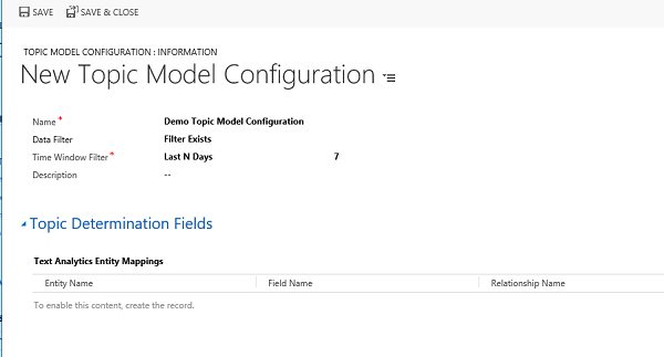 Topic model configuration