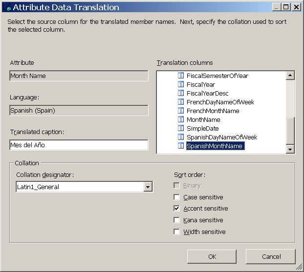 Attribute Data Translation dialog box