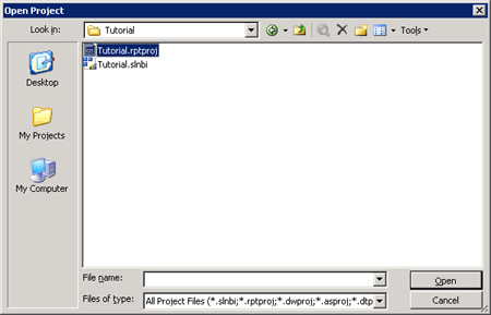 Open Project dialog box