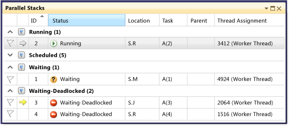 Grouped stacks in Parallel Stacks window