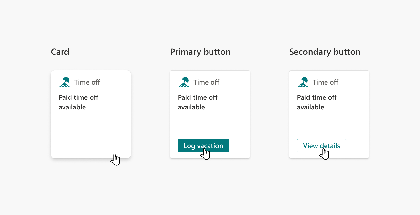 Screenshot of the image card, primary button, and secondary button interactions.