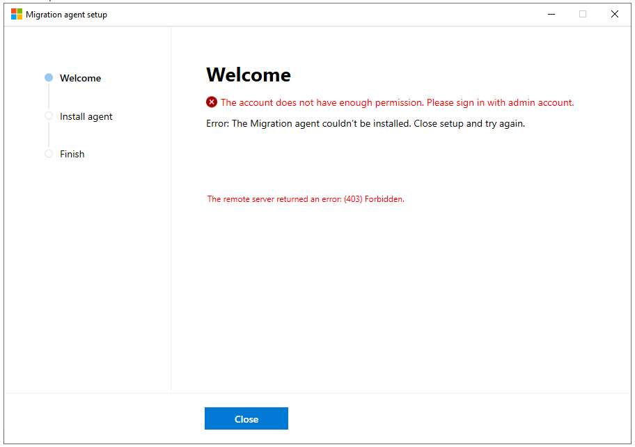 Migration Manager agent installation failure