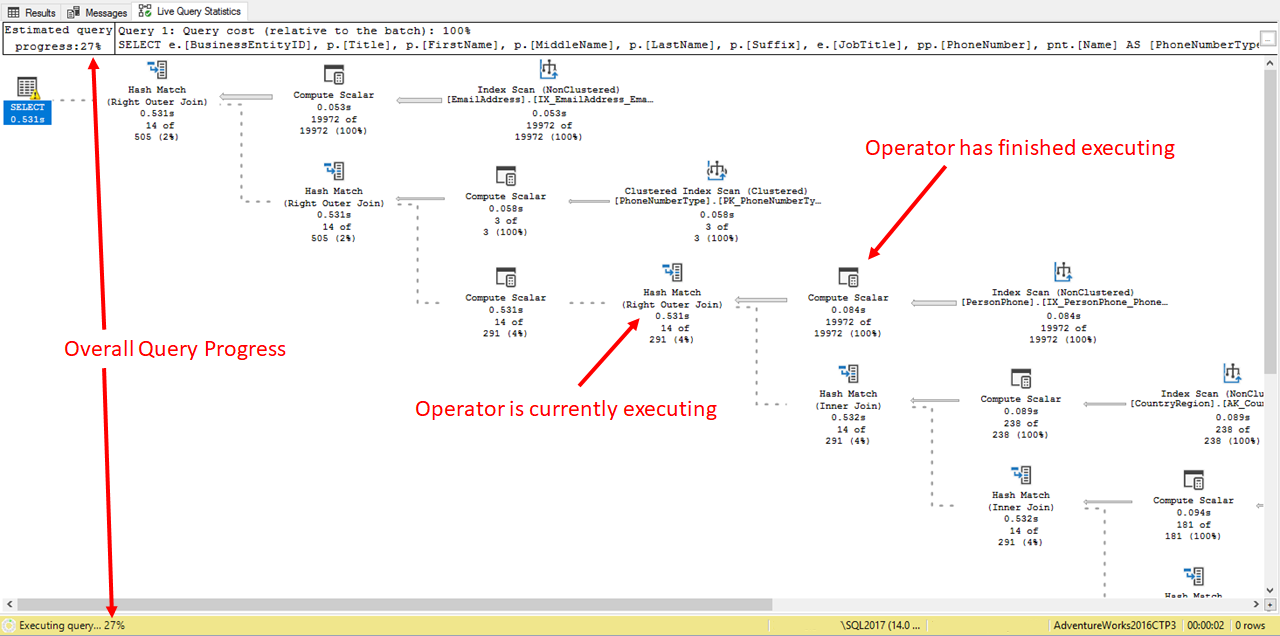 Live Query Stats button in showplan