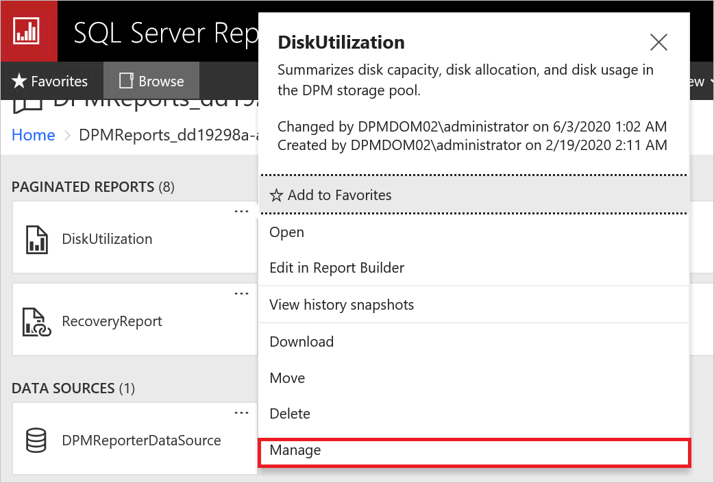 Manage report files