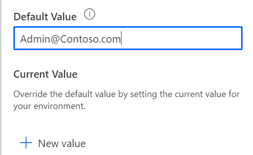 Screenshot of the default value for an environment variable.