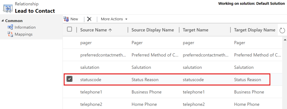 Select Mappings to see entity mapping.