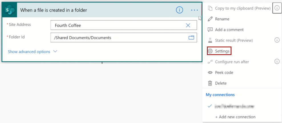 Step 1 of reducing the degree of parallelism in the action settings.