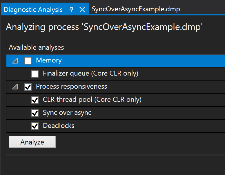 Select diagnostics analyzers