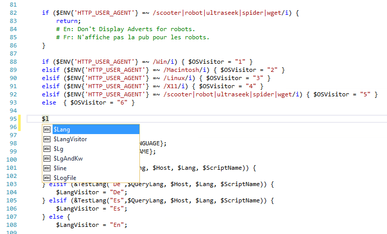 Syntax colorization in Perl script