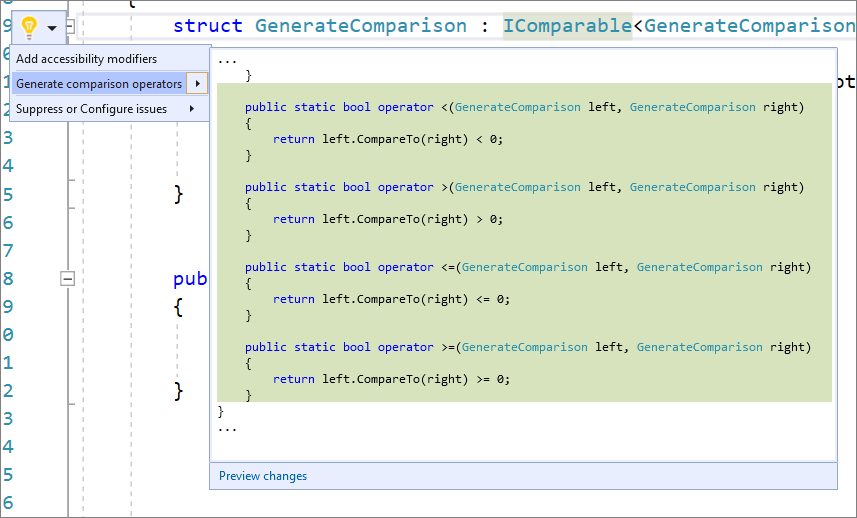 Generate Comparison Operators