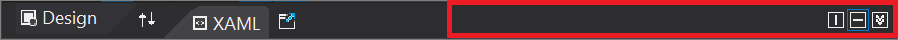 The first of the two top rows of the XAML code editor window in Visual Studio, with the right side of the first row highlighted