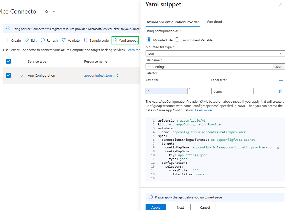 Screenshot showing AzureAppConfigurationProvider.