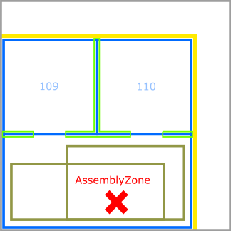 Example of a label inside two zones 