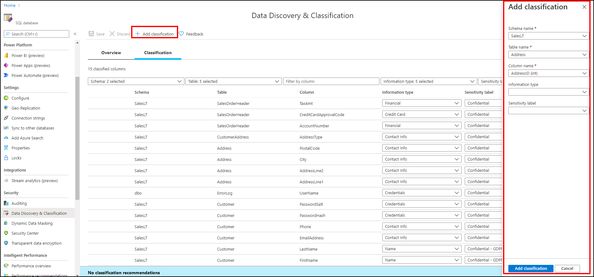 Manually add classification