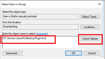 Select Check Names to resolve the unknown service name