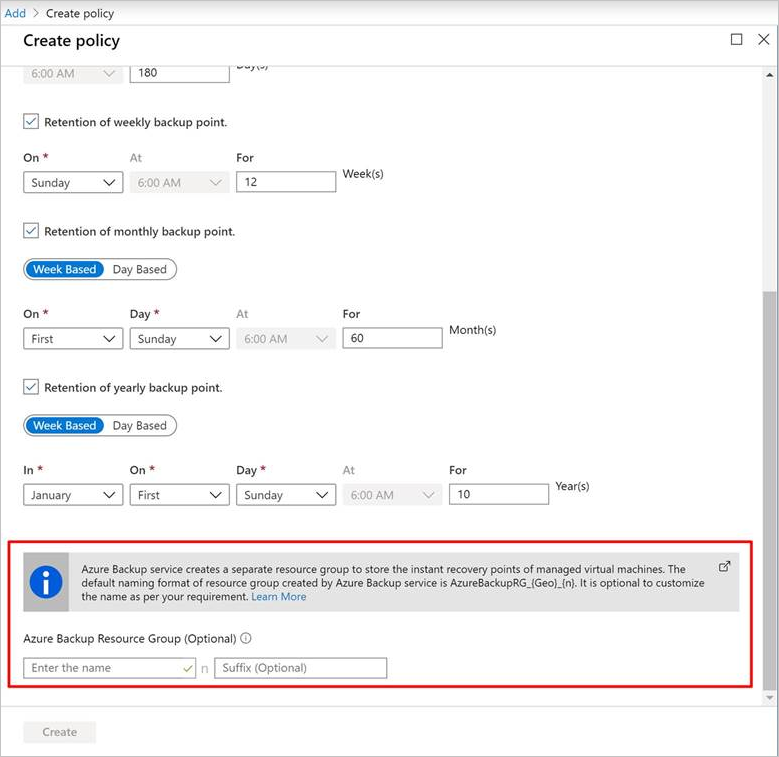 Choose name when creating policy