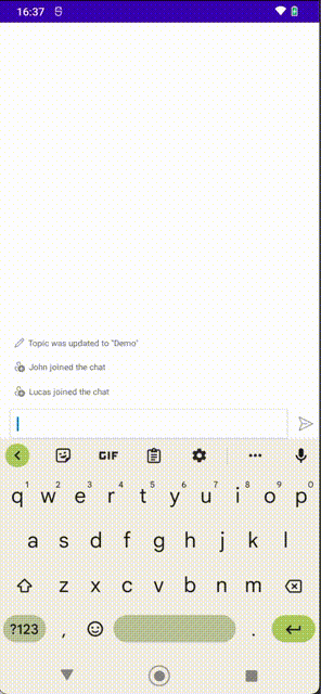 Gif animation shows the chat experience on Android.