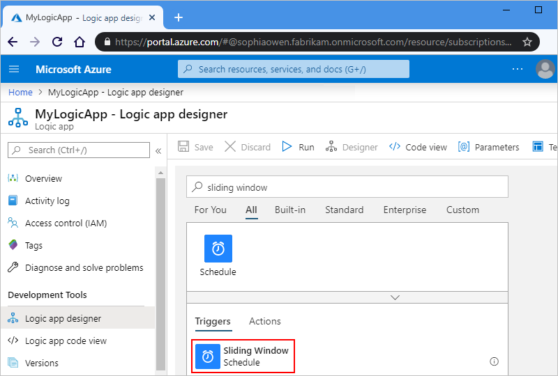 Select "Sliding Window" trigger