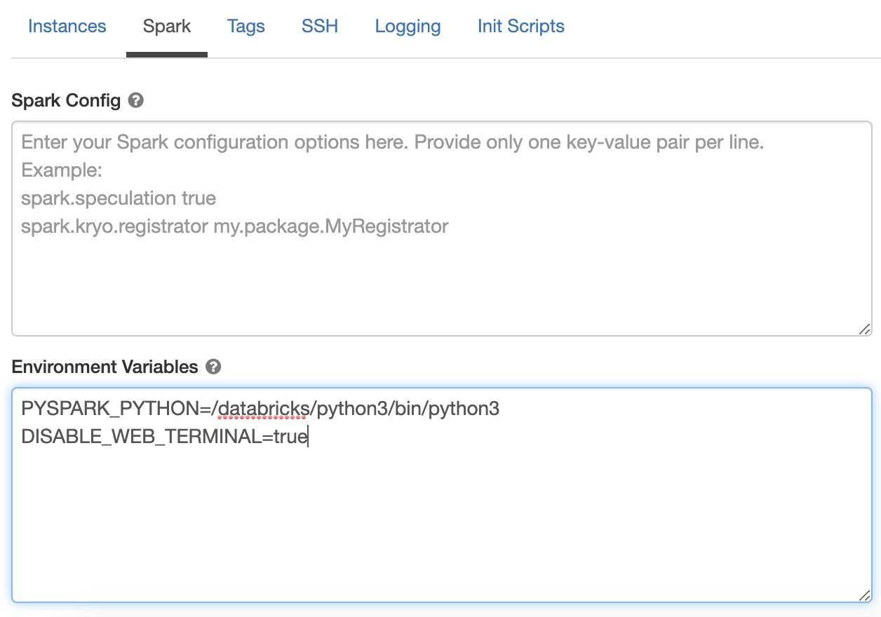 Cluster config