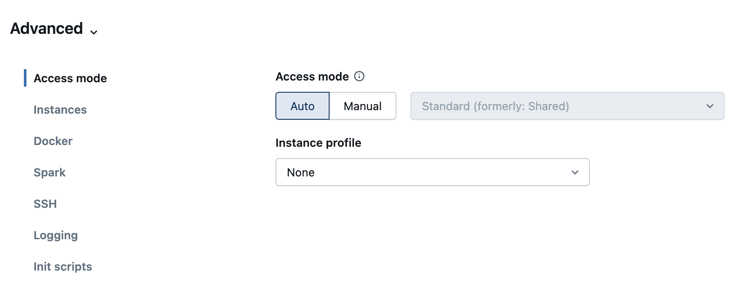 Access mode selection