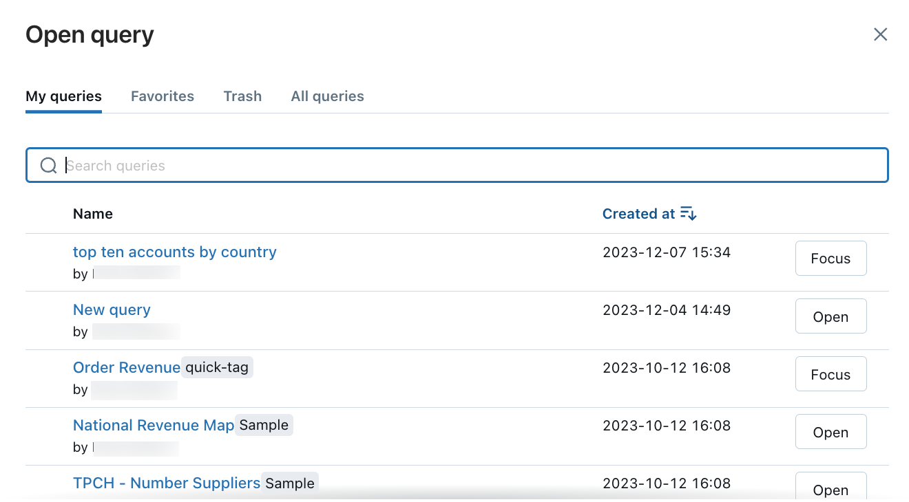 Queries Dialog