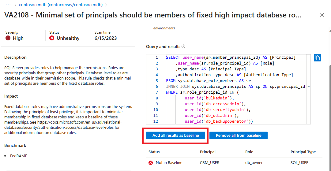 Screenshot of approving a finding as a baseline for future scans.