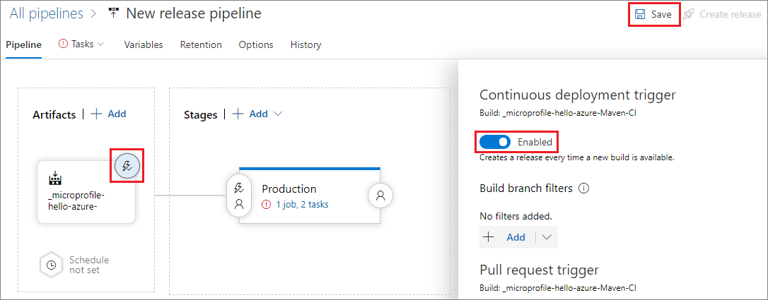 Enable continuous deployment trigger