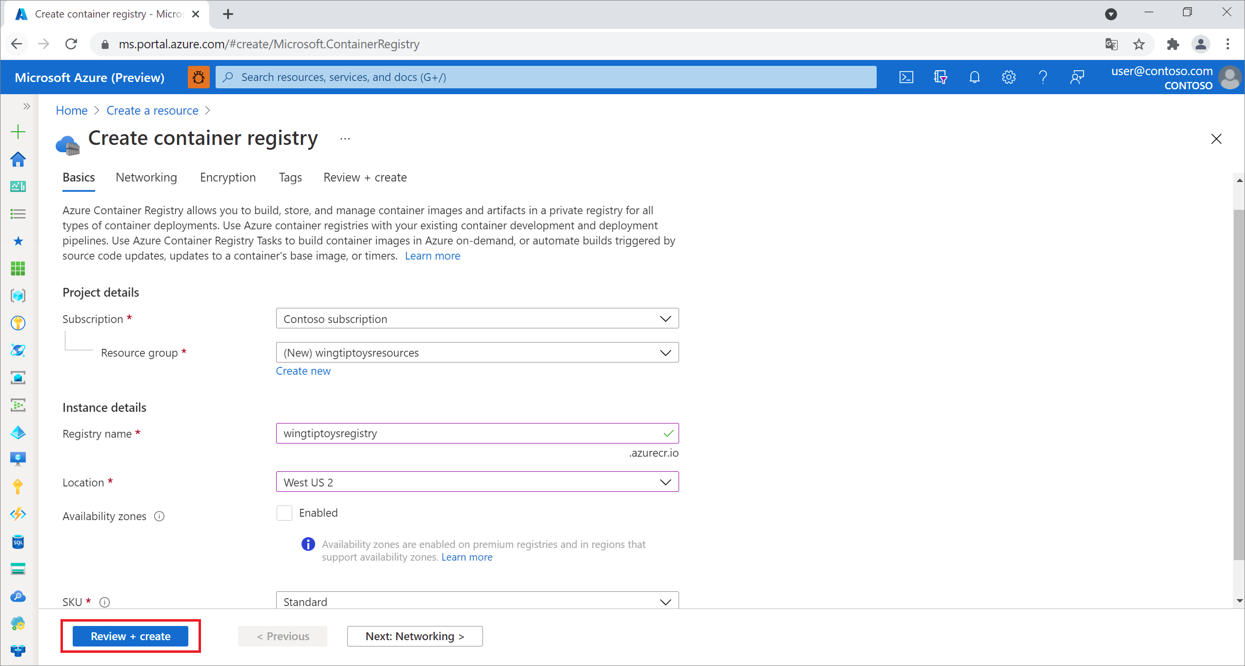 Configure Azure Container Registry settings