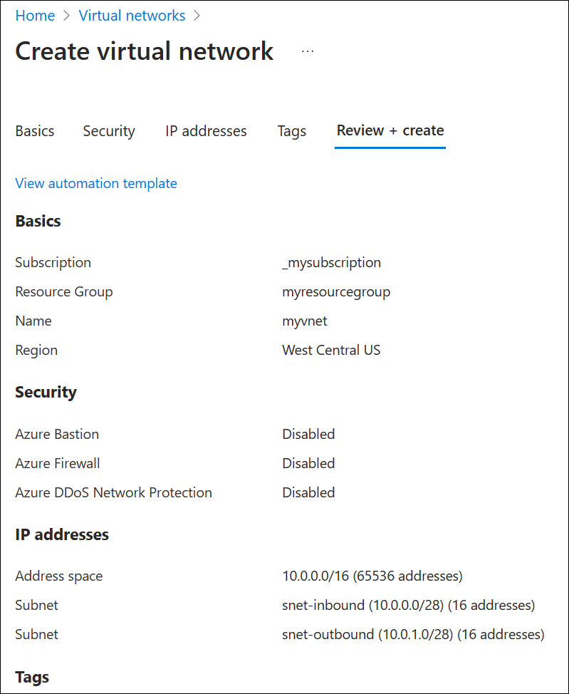 create virtual network