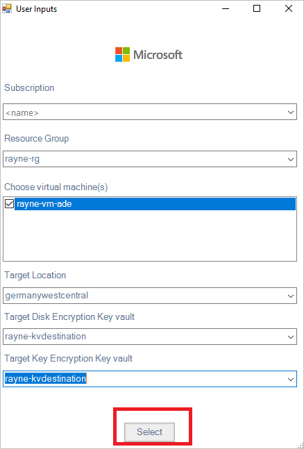 Screenshot of the 'User Inputs' window for entering the script values.