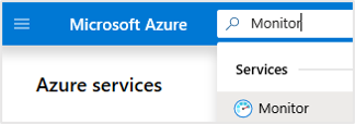 Screenshot that shows the Search box with the word "Monitor" and a dropdown that says Services "Monitor" with a speedometer-style image.