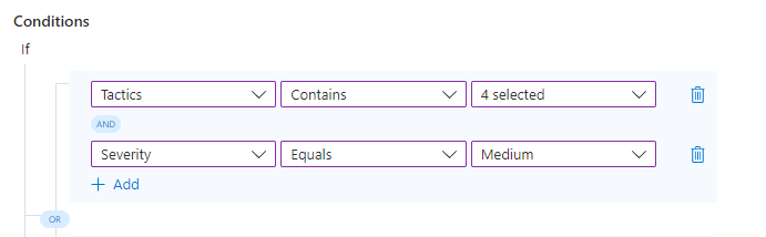 Screenshot of new condition fields to fill in to add to automation rules.