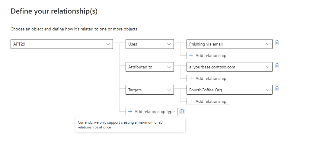 Screenshot showing the relationship builder.