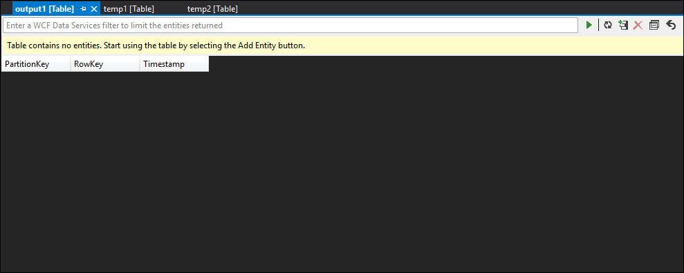 SELECT INTO output1 table with no data Stream Analytics query