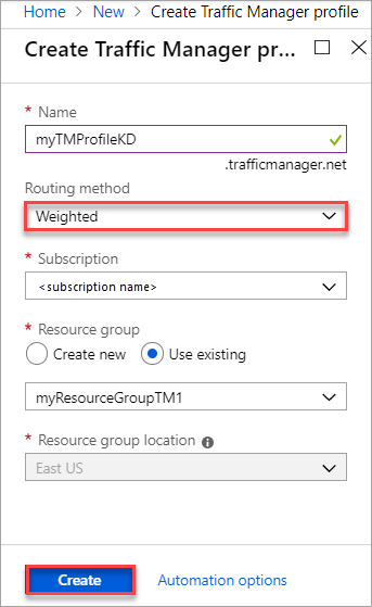 Create a Traffic Manager profile